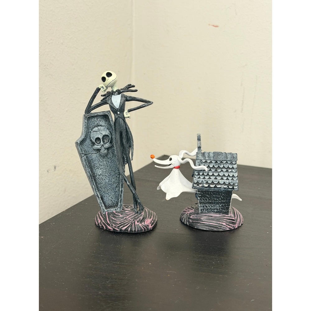 Disney Store Nightmare Before Christmas Jack Skellington & Zero Figurine Set